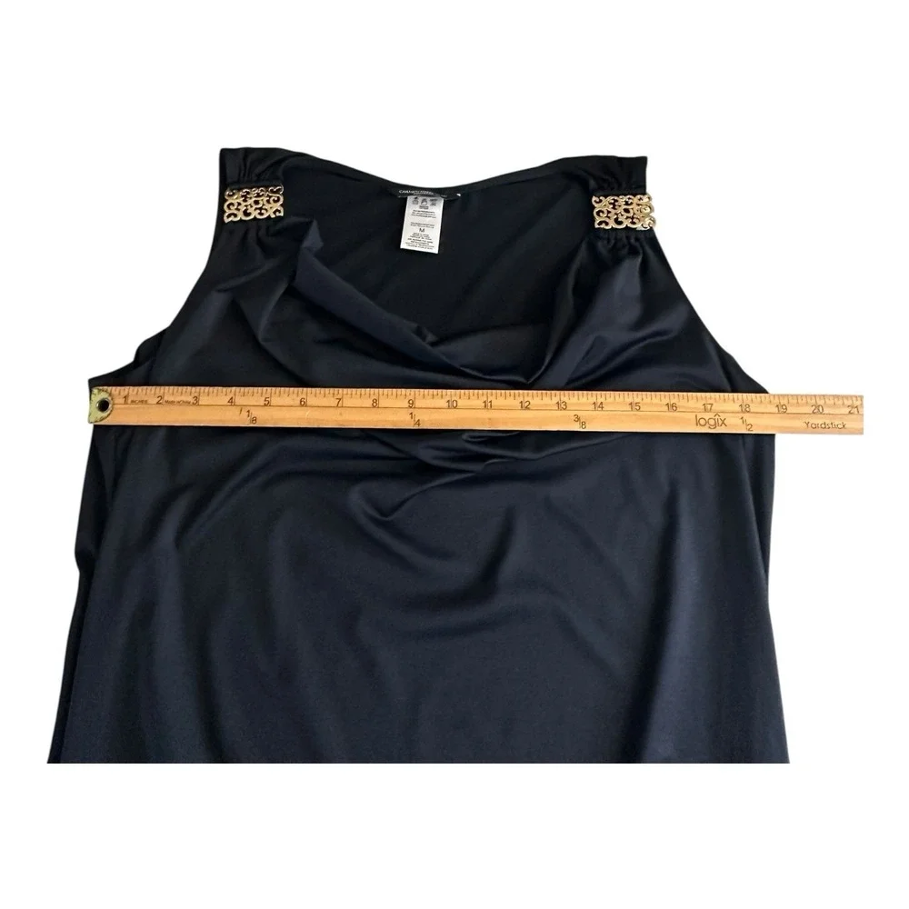 CARMEN‎ MARC VALVO Swim Dress Women's Sz M Black Ruched Beach Resort Cruise